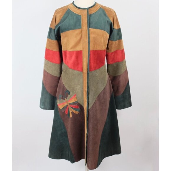 Dolce&Gabbana Jackets & Blazers - Vintage Y2K Dolce & Gabbana Suede Coat 46 US 10 Patchwork Butterfly